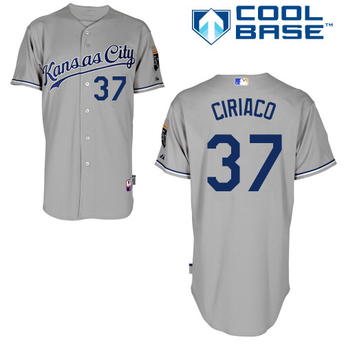 Pedro Ciriaco #37 mlb Jersey-Kansas City Royals Women's Authentic Road Gray Cool Base Baseball Jersey